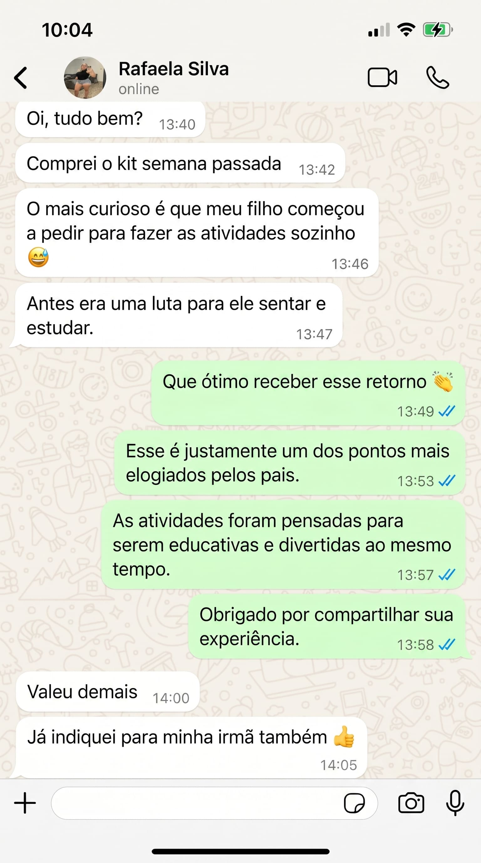 Depoimento de cliente 1